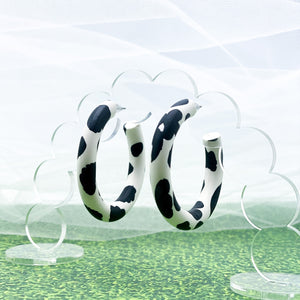 Cow Print Hoops: Classic Black